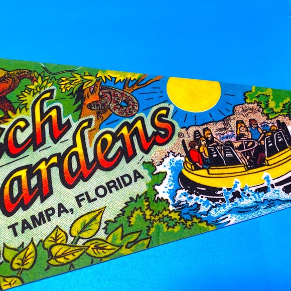 BUSCH GARDENS VINTAGE 90’s TAMPA FLORIDA COLLECTIBLE SOUVENIR PENNANT FL… - Picture 3 of 16